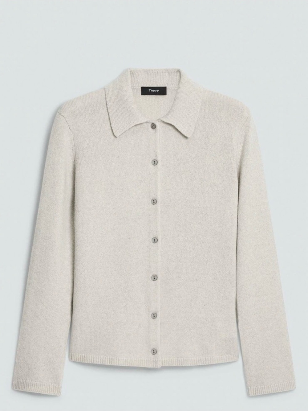 Theory Collared Button-Front Cardigan in Light Cream cashmere new